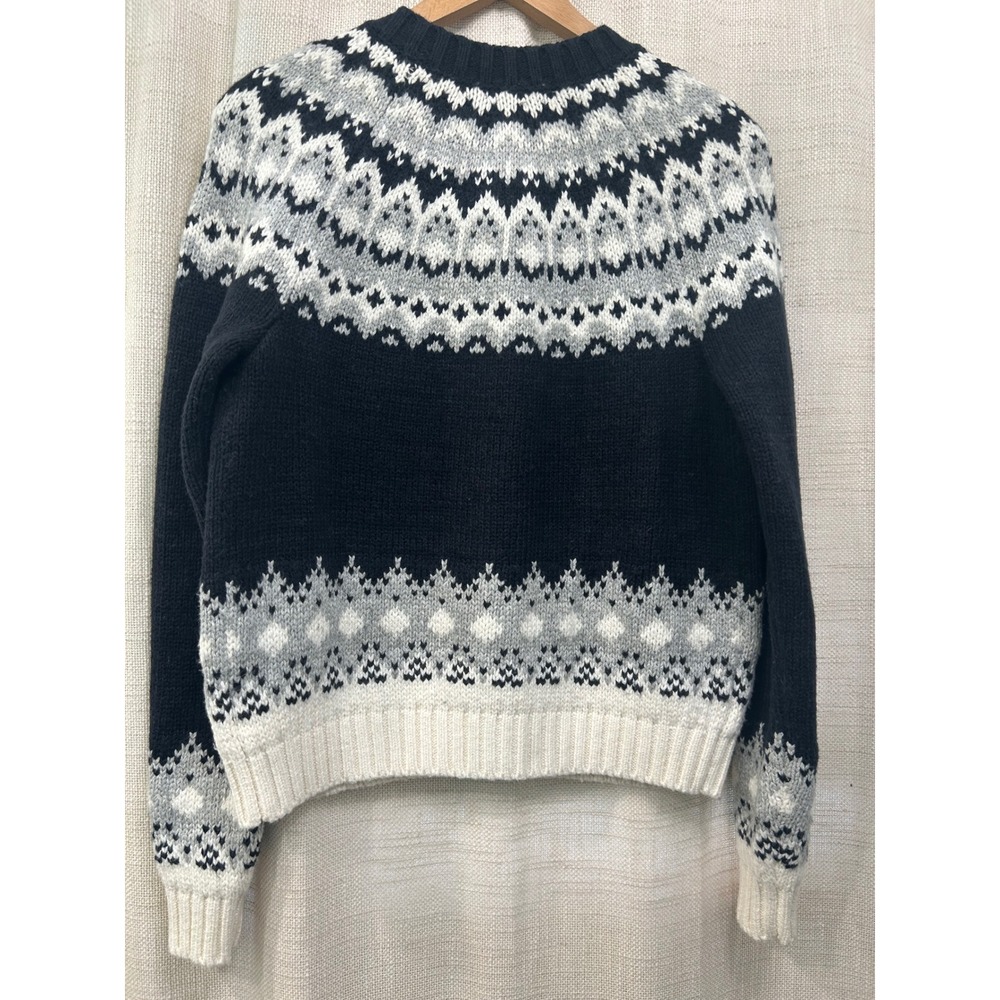Lands' End Womens XS Cozy Lofty Fair Isle Cardigan Sweater Crew Neck Button - Picture 4 of 5